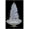 Julgran med snö och paraplybas vit 190 cm vidaXL 190 x 115 cm – miniatyr 3