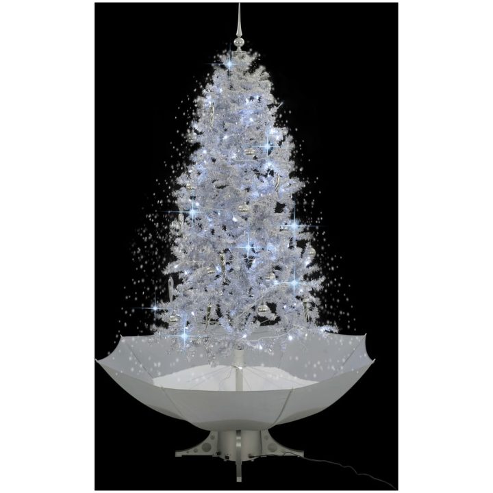 Julgran med snö och paraplybas vit 190 cm vidaXL 190 x 115 cm – bild 3