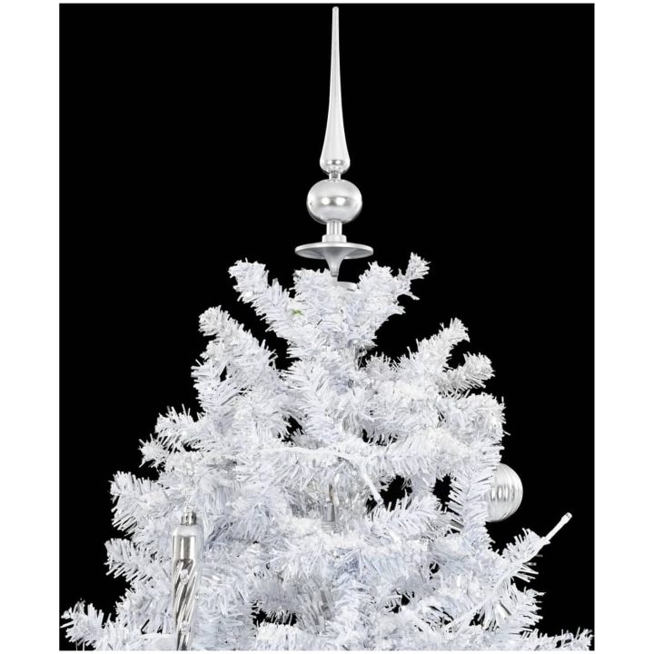 Julgran med snö och paraplybas vit 190 cm vidaXL 190 x 115 cm – bild 5