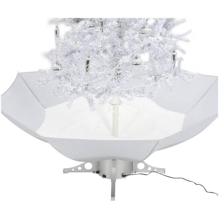 Julgran med snö och paraplybas vit 190 cm vidaXL 190 x 115 cm – bild 8