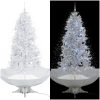 Julgran med snö och paraplybas vit 190 cm vidaXL 190 x 115 cm – miniatyr 1