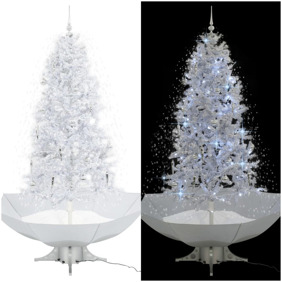 Julgran med snö och paraplybas vit 190 cm vidaXL 190 x 115 cm
