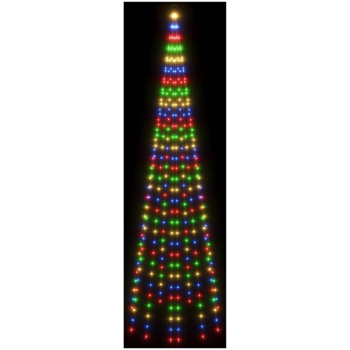 Julgran på flaggstång färgglad 310 LEDs 300 cm vidaXL 300 x 100 cm – bild 5