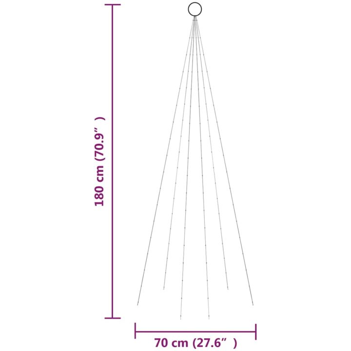 Julgran på flaggstång kallvit 108 LEDs 180 cm vidaXL 180 x 70 cm – bild 11