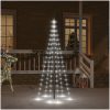 Julgran på flaggstång kallvit 108 LEDs 180 cm vidaXL 180 x 70 cm – miniatyr 1