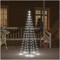 Julgran på flaggstång kallvit 108 LEDs 180 cm vidaXL