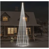 Julgran på flaggstång kallvit 1134 LEDs 800 cm vidaXL