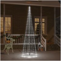 Julgran på flaggstång kallvit 310 LEDs 300 cm vidaXL