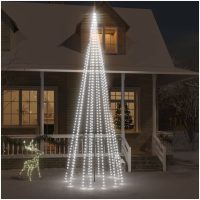 Julgran på flaggstång kallvit 732 LEDs 500 cm vidaXL