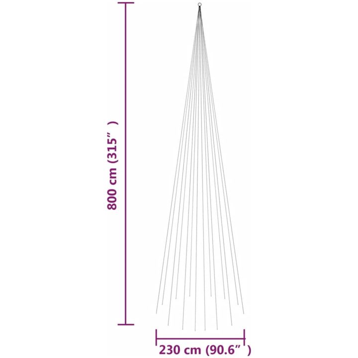 Julgran på flaggstång varmvit 1134 LEDs 800 cm vidaXL 800 x 230 cm – bild 11