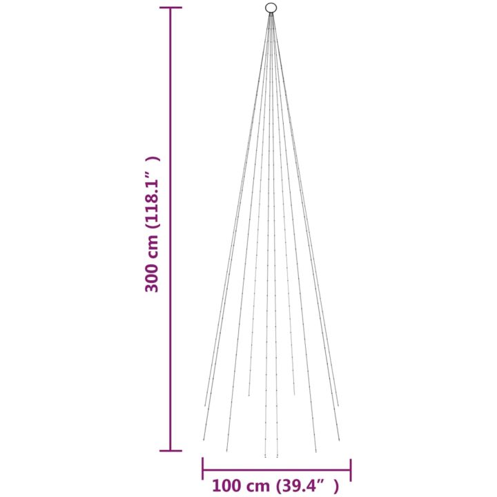 Julgran på flaggstång varmvit 310 LEDs 300 cm vidaXL 300 x 100 cm – bild 11