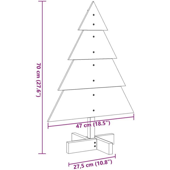 Julgran trä massivt trä vidaXL 70 cm – bild 8