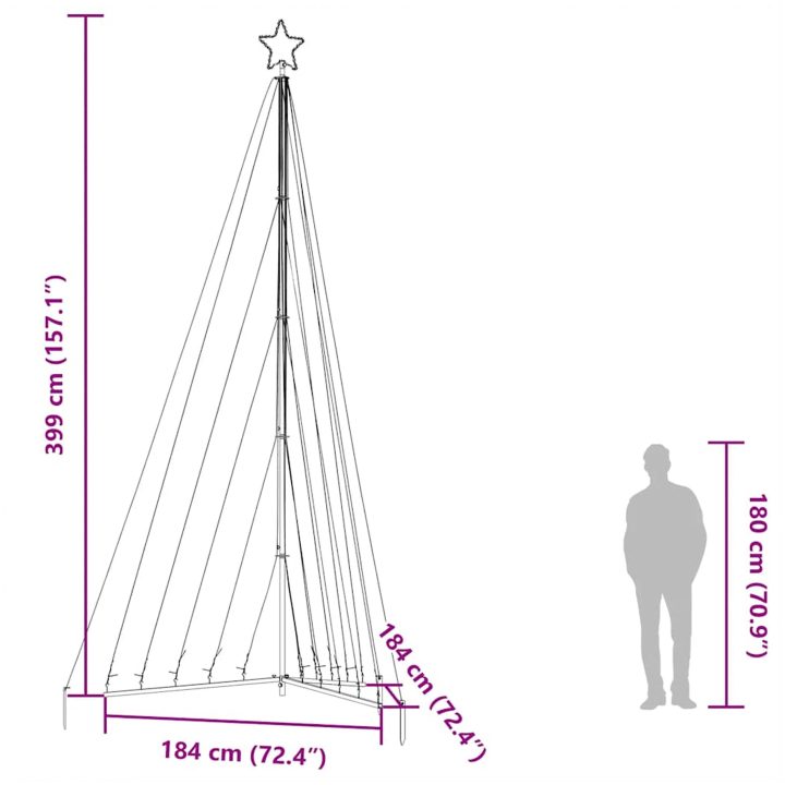 Julgransbelysning 570 LEDs kallvit 399 cm vidaXL 399 cm – bild 12