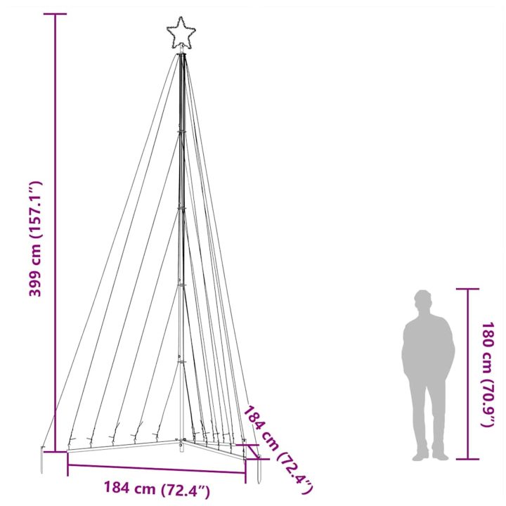 Julgransbelysning 570 LEDs varmvit 399 cm vidaXL 399 cm – bild 12