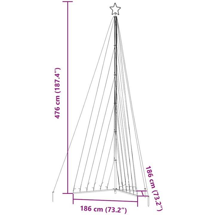 Julgransbelysning 789 LEDs varmvit 476 cm vidaXL 476 cm – bild 11