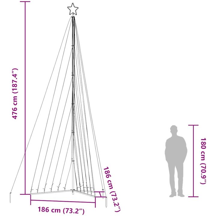 Julgransbelysning 789 LEDs varmvit 476 cm vidaXL 476 cm – bild 12