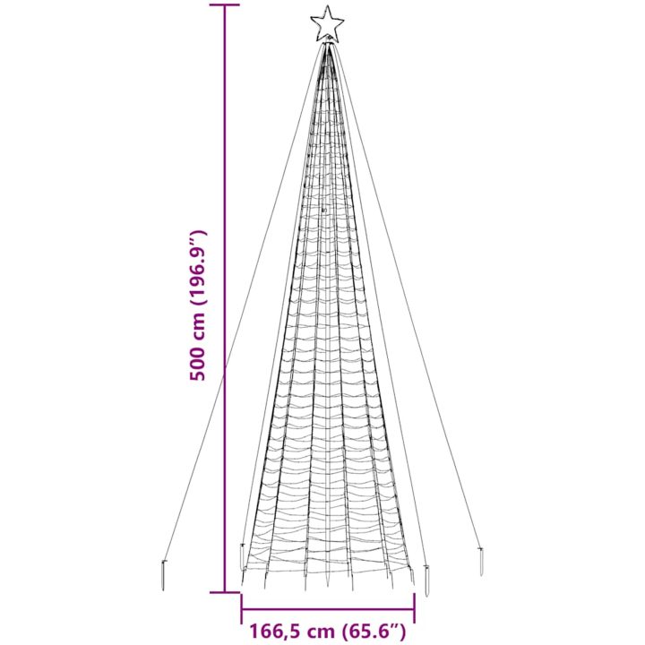 Julgransbelysning med markspett 1534 LEDs färgglad 500 cm vidaXL 500 cm – bild 12