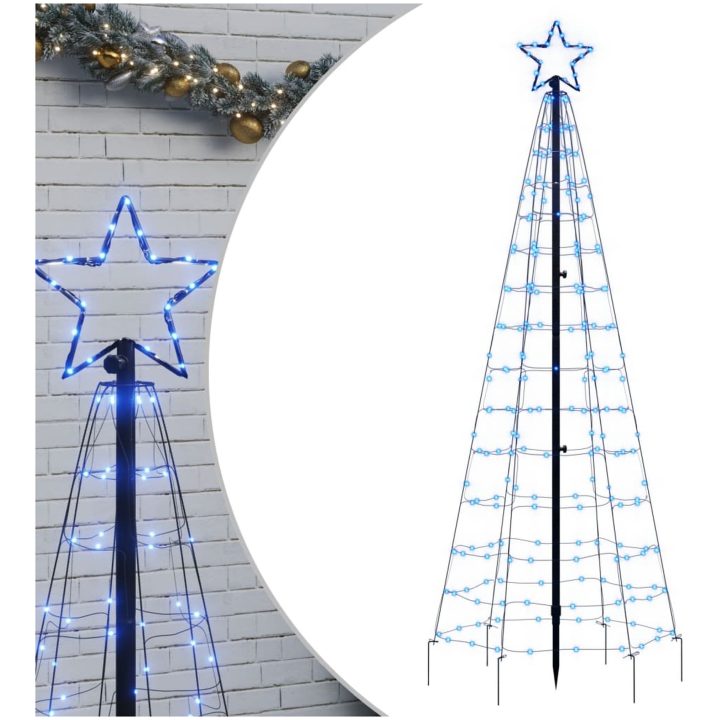 Julgransbelysning med markspett 220 LEDs blå vidaXL 180 cm – bild 2