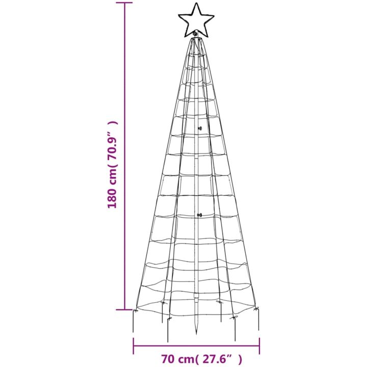 Julgransbelysning med markspett 220 LEDs blå vidaXL 180 cm – bild 11
