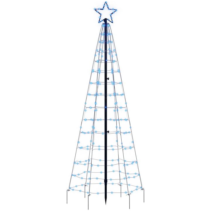 Julgransbelysning med markspett 220 LEDs blå vidaXL 180 cm – bild 4