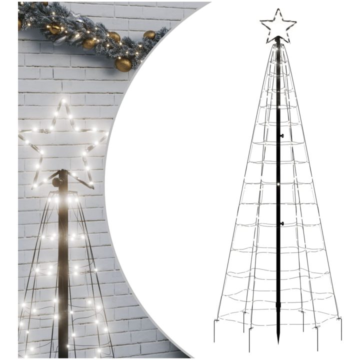 Julgransbelysning med markspett 220 LEDs kallvitt vidaXL 180 cm – bild 2