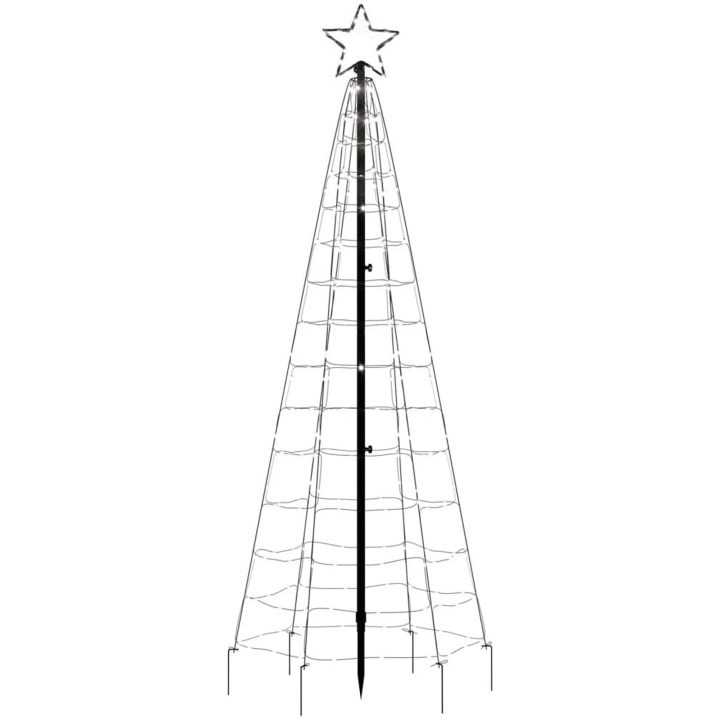Julgransbelysning med markspett 220 LEDs kallvitt vidaXL 180 cm – bild 4