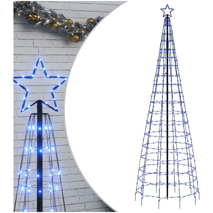 Julgransbelysning med markspett 570 LEDs blå vidaXL 300 cm – bild 2