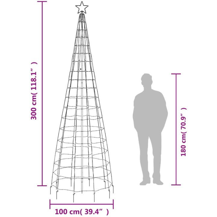 Julgransbelysning med markspett 570 LEDs kallvitt vidaXL 300 cm – bild 10
