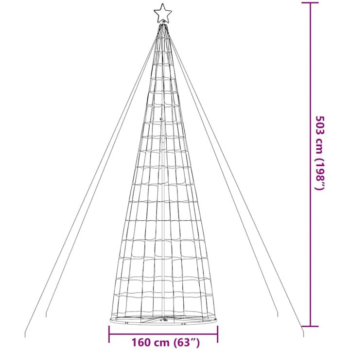 Julgranskon 1534 LEDs blå 503 cm vidaXL 503 cm – bild 11