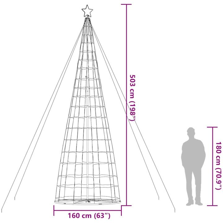 Julgranskon 1534 LEDs kallvit 503 cm vidaXL 503 cm – bild 12