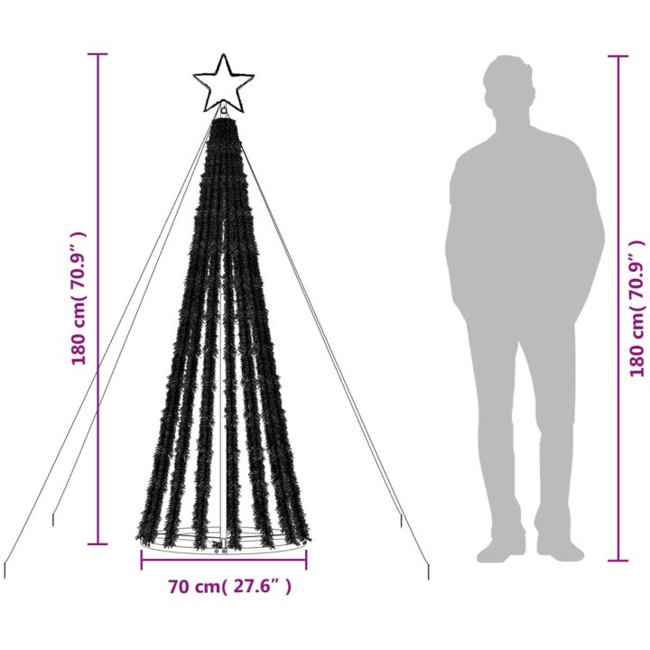 Julgranskon 275 LEDs färgglad vidaXL 180 cm – bild 10