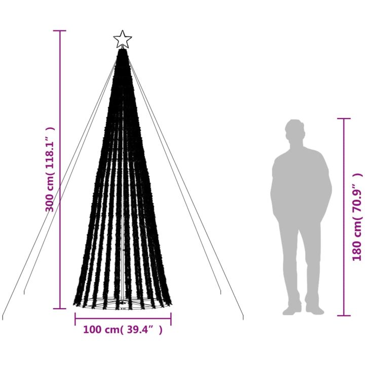 Julgranskon 688 LEDs varmvit vidaXL 300 cm – bild 10