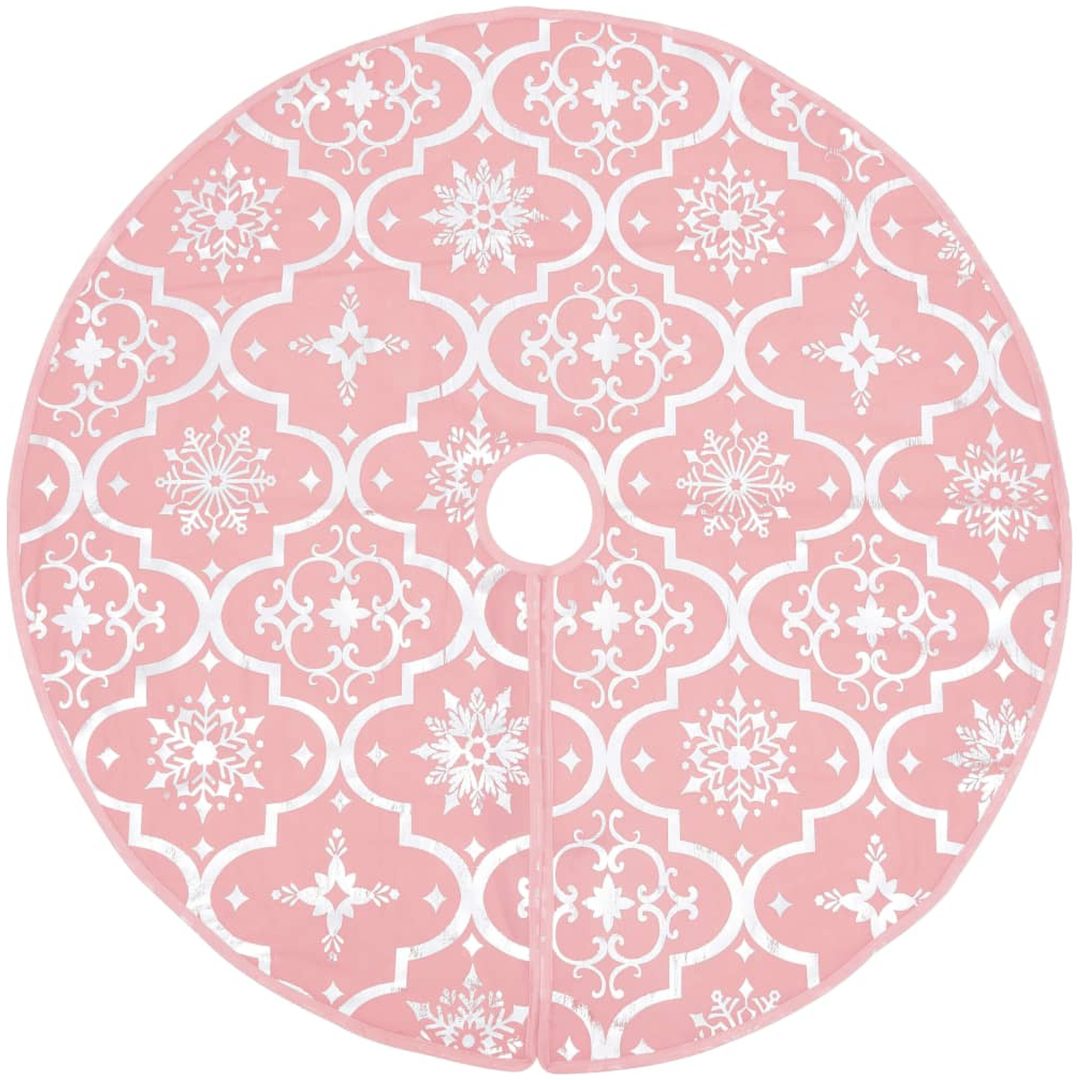 Julgranskrage lyxig med rosa strumpa tyg vidaXL 122 cm – bild 3