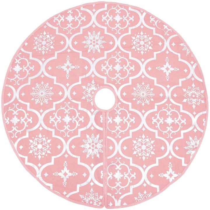Julgranskrage lyxig med rosa strumpa tyg vidaXL 122 cm – bild 3