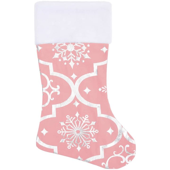 Julgranskrage lyxig med rosa strumpa tyg vidaXL 122 cm – bild 4