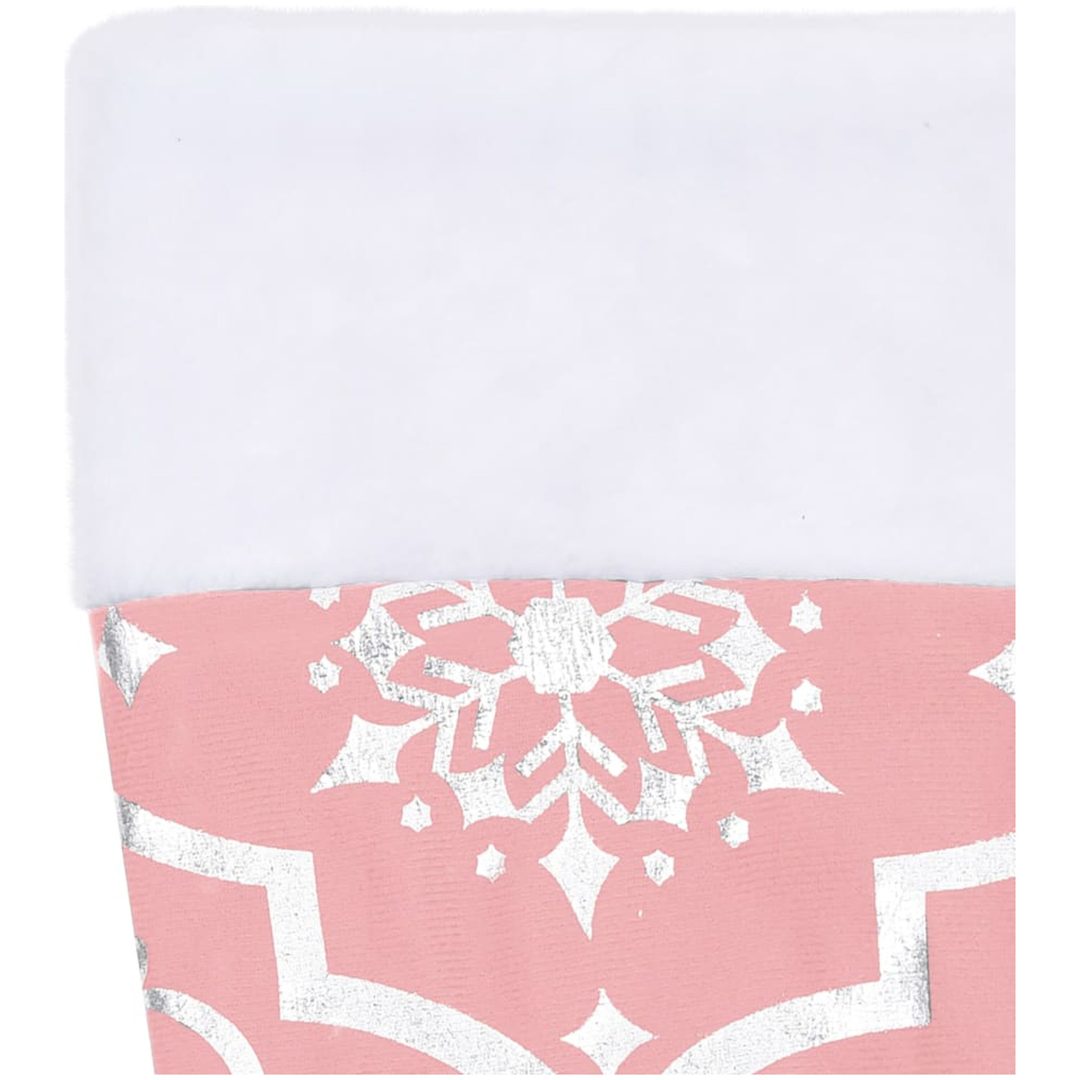 Julgranskrage lyxig med rosa strumpa tyg vidaXL 122 cm – bild 7