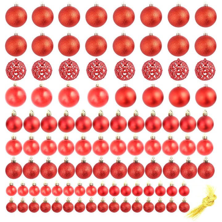 Julgranskulor 100 delar set 3/4/6 cm röd vidaXL – bild 2