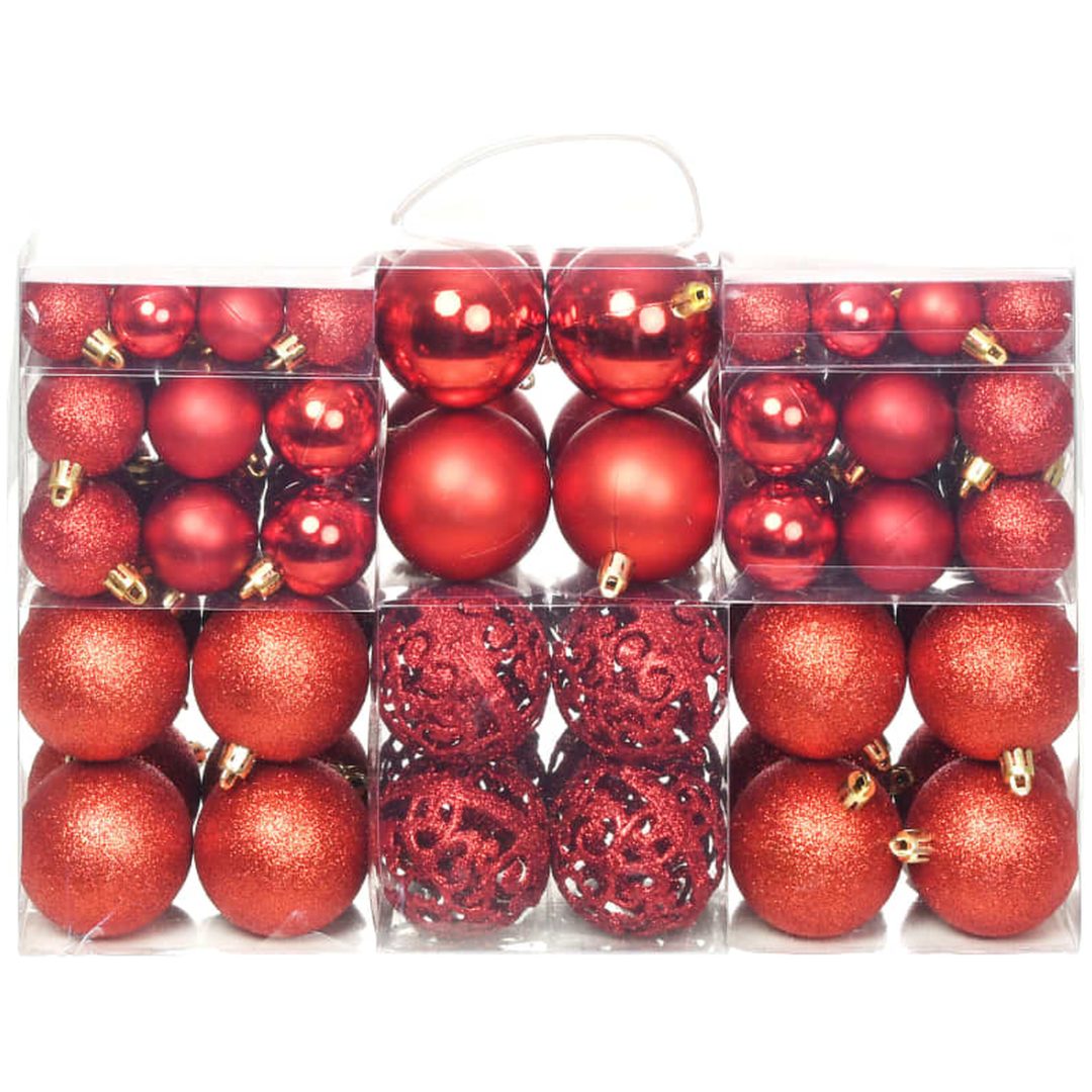 Julgranskulor 100 delar set 3/4/6 cm röd vidaXL