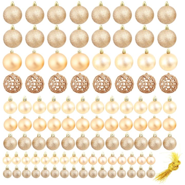 Julgranskulor 100 delar set 3/4/6 cm roséguld/guld vidaXL – bild 2