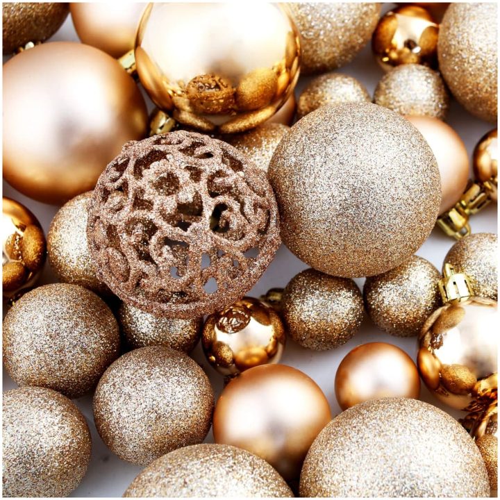 Julgranskulor 100 delar set 3/4/6 cm roséguld/guld vidaXL – bild 9
