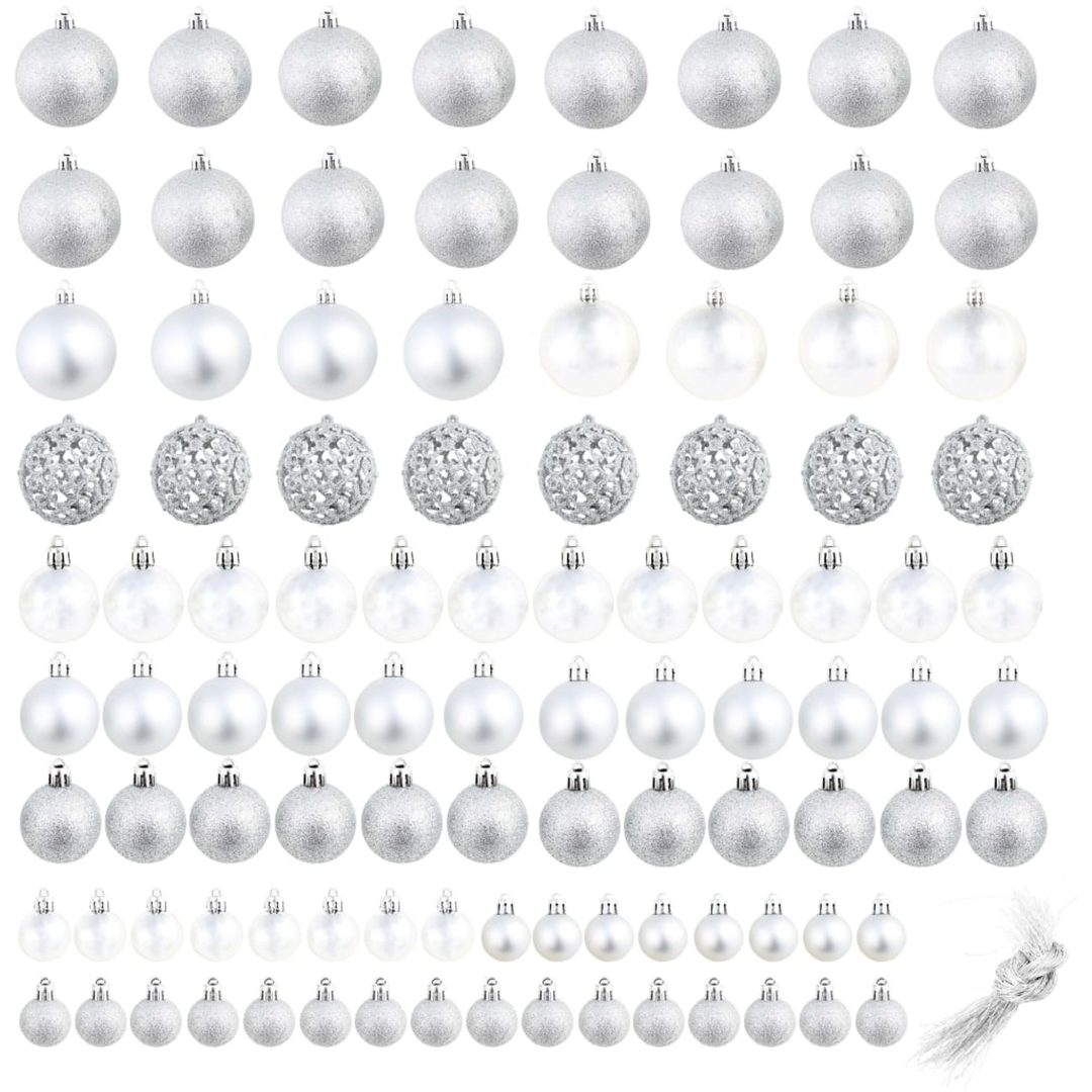 Julgranskulor 100 delar set 3/4/6 cm silver vidaXL – bild 2