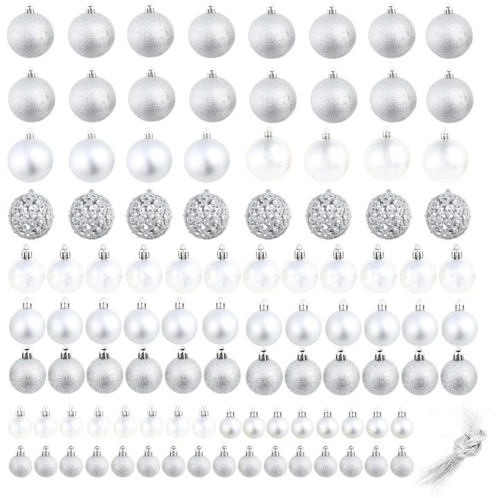 Julgranskulor 100 delar set 3/4/6 cm silver vidaXL – bild 2