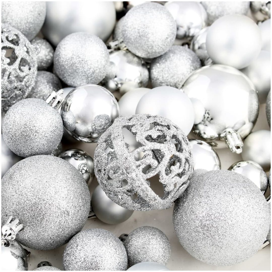 Julgranskulor 100 delar set 3/4/6 cm silver vidaXL – bild 11