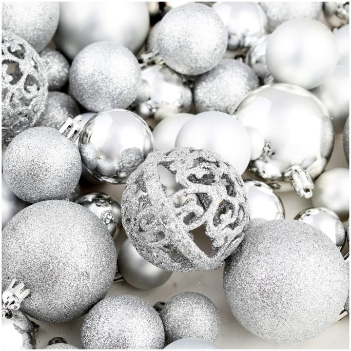 Julgranskulor 100 delar set 3/4/6 cm silver vidaXL – bild 11