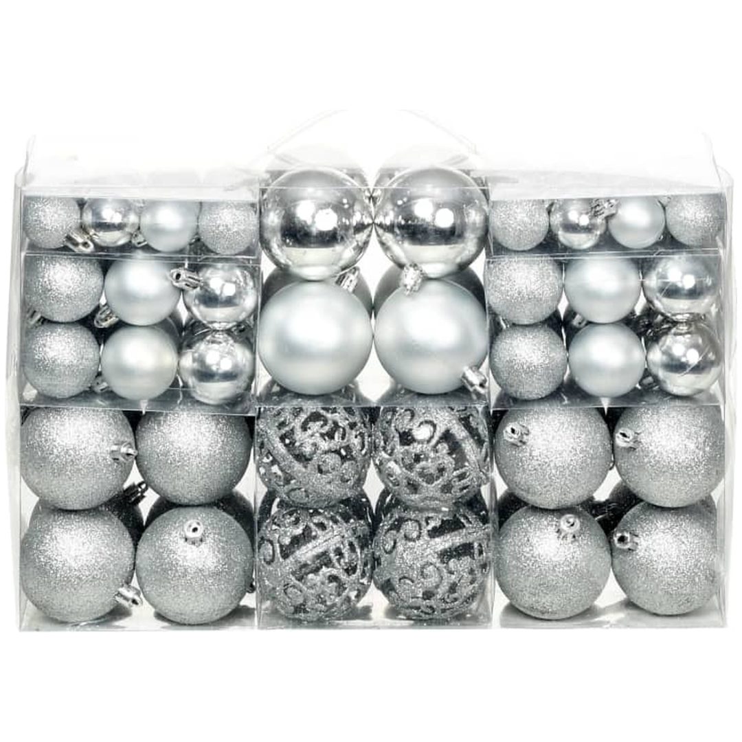 Julgranskulor 100 delar set 3/4/6 cm silver vidaXL