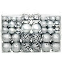 Julgranskulor 100 delar set 3/4/6 cm silver vidaXL