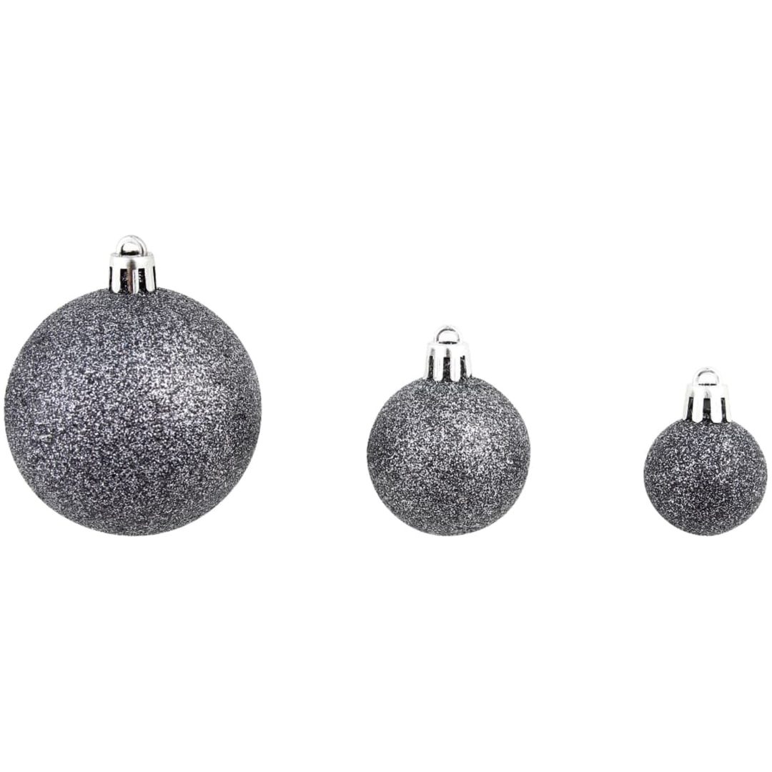 Julgranskulor 100 delar set 3/4/6 cm vit/grå vidaXL – bild 4