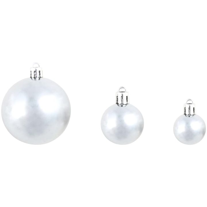 Julgranskulor 100 delar set 3/4/6 cm vit/grå vidaXL – bild 8