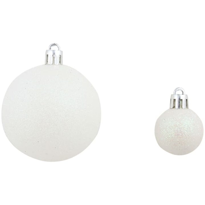 Julgranskulor 100 delar set 3/4/6 cm vit/grå vidaXL – bild 10