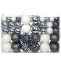 Julgranskulor 100 delar set 3/4/6 cm vit/grå vidaXL